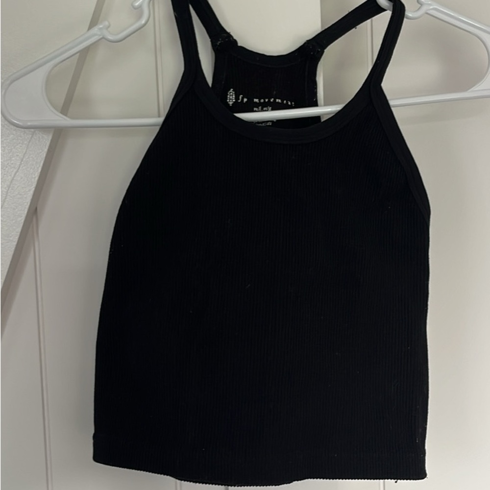FP Movement by Free People Black Ribbed cropped Tank Top